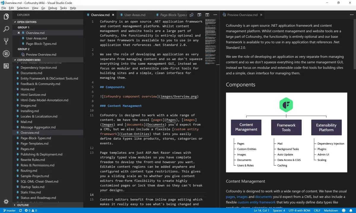 Visual Studio Code markdown editing